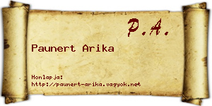 Paunert Arika névjegykártya